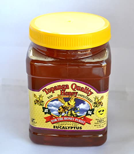 Topanga Quality Honey (Eucalyptus Floral Source) Raw, Unfiltered, Unpasturized, Best Quality, All Natural, Kosher - 3 Pounds Each