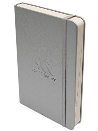 90X Goal Planner - Superior Self Journal for Achieving Goals and Productivity Daily - Undated Calendar Days w/ Vision Board and To Do List - Hardcover Leather - 5.5" x 8.5" x 1 (Leeam Silver)