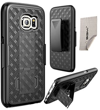 Galaxy S7 Case, Samsung Galaxy S7 Case, SGM Shell Holster Combo Protective Case with Kickstand Belt Clip Holster For Samsung Galaxy S7 Case With SGM Microfiber Cleaning Cloth
