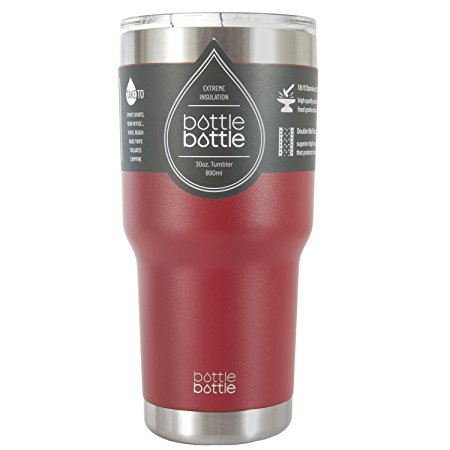 Bottlebottle 30 oz Insulated Tumbler Cup Stainless Steel Travel Coffee Mug, Bordeaux Red