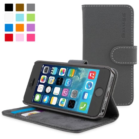 Snugg iPhone 5  5s Case - Leather Flip Case with Lifetime Guarantee Grey for Apple iPhone 5  5s