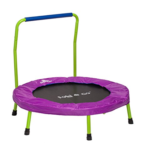 Mini Trampoline for Kids and Toddlers - 36” Trampoline with Handle in Exclusive Lime Green & Purple