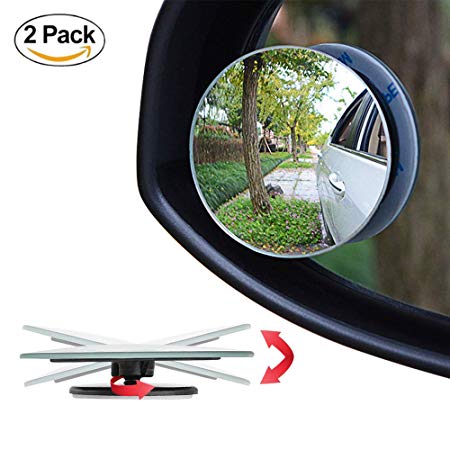 CLETO Blind Spot Mirror, Convex Car Mirror for Blind Spot, HD Glass Adjustable Wide Angle 360°Rotate 30°Sway Adjustable Stick On Mirror, Car Side Blindspot Mirror for Great Rear View For All Cars, SUV, And Trucks-2 Pack