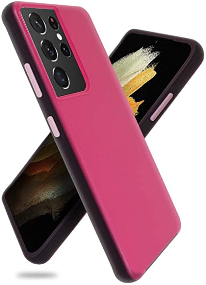 JKase Color Splash Designed for Samsung Galaxy S21 Ultra 5G Case (2021), Shockproof Anti-Scratch Matte Hard Slim Protective Case Cover for Samsung Galaxy S21 Ultra (Pink)