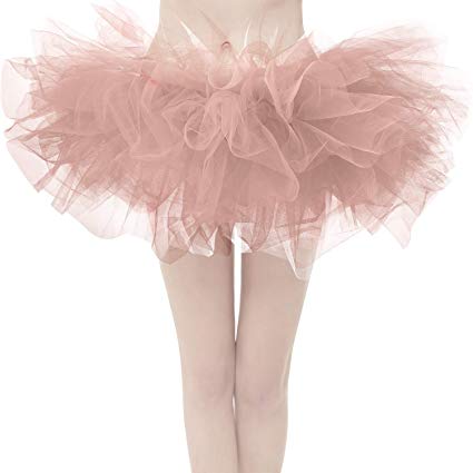 Dresstore Women's Vintage 5 Layered Tulle Tutu Puffy Ballet Bubble Skirt