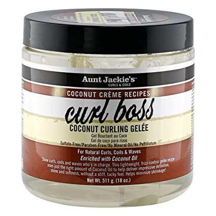 Aunt Jackie's Coconut Crème Recipes Curl Boss Coconut Curling Hair Gel for Natural Curls, Coils and Waves, 18 oz