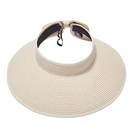 Riorex Sun Hat for Women Foldable Straw Sun Visor UPF50  Protection