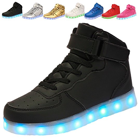 adituo Kids Girls and Boys High Top USB Charging LED Shoes Flashing Sneakers(Toddler/Little Kid/Big Kid)