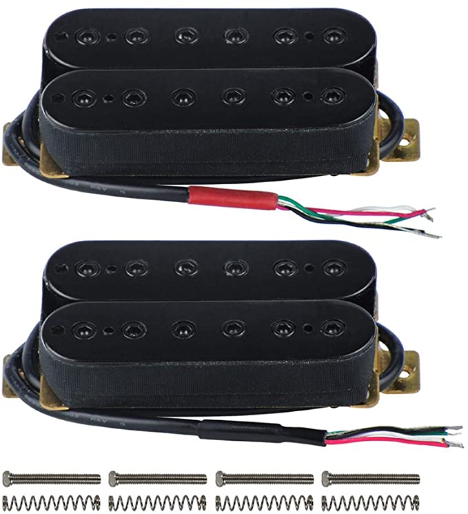 FLEOR Alnico 5 Electric Guitar Neck & Bridge Pickup Set Double Coil Humbucker Pickups-Black