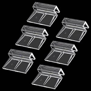 Sliverdew 6 PCS Aquarium Lid Clips, 6mm Clear Acrylic Fish Tank Lid Holder Aquarium Cover Support Clamps for Rimless Aquarium Glass Top, Plastic Fish Tank Cover, Aquarium Hoods