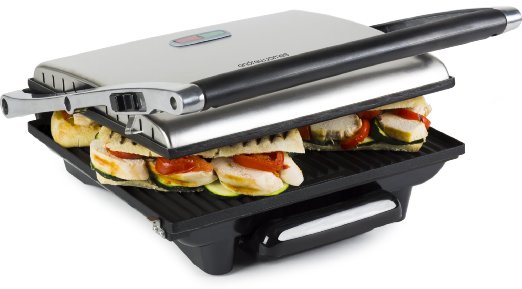 Andrew James Sandwich Press And Grill In Stainless Steel, 2000W