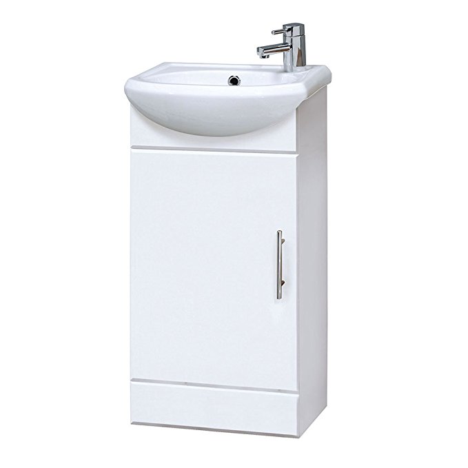 Premier NVS100 400 mm High Gloss Mayford Compact Bathroom Cabinet and Basin - White