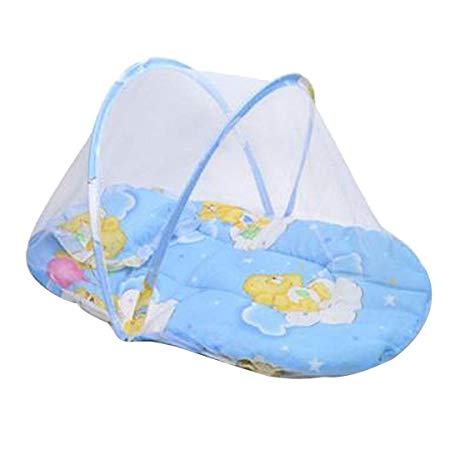 DDLBiz Baby Bed Cushion mosquito Portable Folding Crib Mattress Child (Blue)