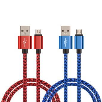 Micro USB Cable 6ft 2 Pack 6Ft Premium Extend Long High Speed Nylon Braided Micro USB Data Charger Cable Cord for Samsung Galaxy S7 Edge S6 S5 Note 45 LG G3G4 HTC M8M9 ZTE BLU Android Cellphone
