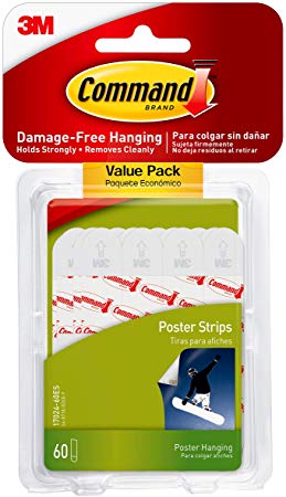 Command Poster Hanging Strips Value Pack, Small, White, 60-Strips (17024-60ES)