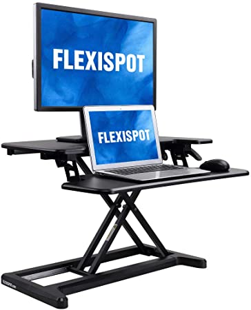 FLEXISPOT Stand Up Desk Converter 28 Inches Standing Desk Riser, Height Adjustable Home Office Desk with Deep Keyboard Tray for Laptop (M7B)