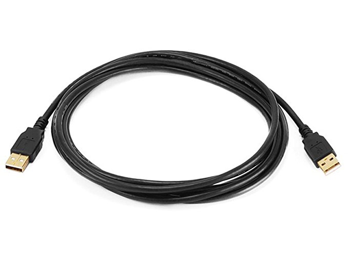 Monoprice 10ft USB 2.0 A Male to A Male 28/24AWG Cable (Gold Plated) -Black for Data Transfer Hard Drive Enclosures, Printers, Modems, Cameras and More!