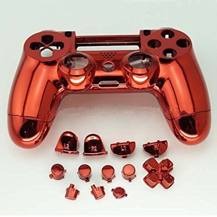 CrownTrade® PS4 Controller Chrome Shell Mod Kit   Matching Buttons set (UK Dispatch) (red)