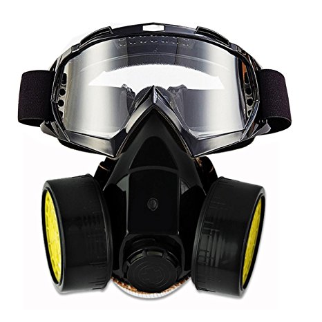 JOLIN Dual Anti-Dust Spray Paint Industrial Chemical Gas Respirator Mask & Glasses Set