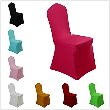 Uniquemystyle Stretch Polyester Spandex Dining Chair Cover for Wedding Banquet Party Many Colors (Rose)