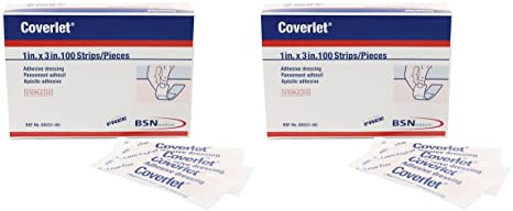 Coverlet Latex-Free Adhesive Dressings Strips - 1 inch X 3 Inches-100 / Box (2 Pack)