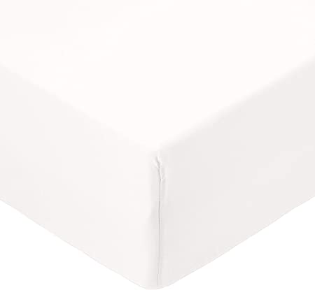 AmazonBasics Microfibre Fitted Sheet, Single, Cream, 90 x