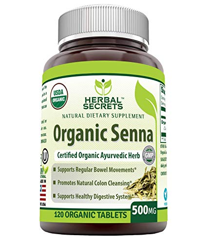 Herbal Secrets Organic Senna 500 Mg 120 Organic Tablets (Non-GMO) - Supports Healthy Weight Management, Regular Bowel Movement, Promotes Natural Colon Cleansing*