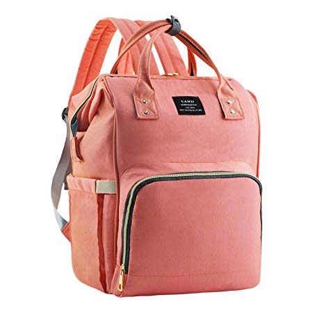 VAKKER Diaper Bag Backpack, Multi-Function Travel Backpack, Newborn Diapers Bag Tote for Boys Girls with Insulated Pockets Stroller Straps, Waterproof and Fashion, Pink