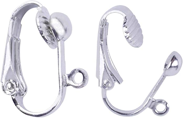 BronaGrand 20pcs Clip-on Earring Converter with Easy Open Loop (Silver)