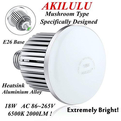 FlashWolves 2000LM 6500K 18Watt130w Equivalent 2000LM Incandescent Flood Light Bulb 360 Angle Aerospace Aluminum Medium Base E26