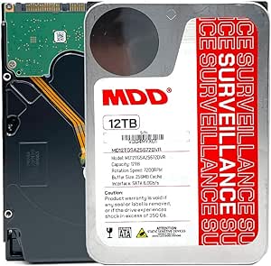 MDD (MDD12TSATA25672DVR) 12TB 7200RPM 256MB Cache SATA 6.0Gb/s 3.5inch Internal Surveillance Hard Drive - 3 Years Warranty (Renewed)