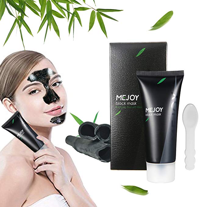 Charcoal Blackhead Mask Luckyfine Peel Off Mask, Natural Acne & Blackhead Remover Mask, Deep Cleaning Mask for Big Pores Straberry Nose Oily Skin Control Black Mask with Bamboo Charcoal, Aloe Vera - 60g