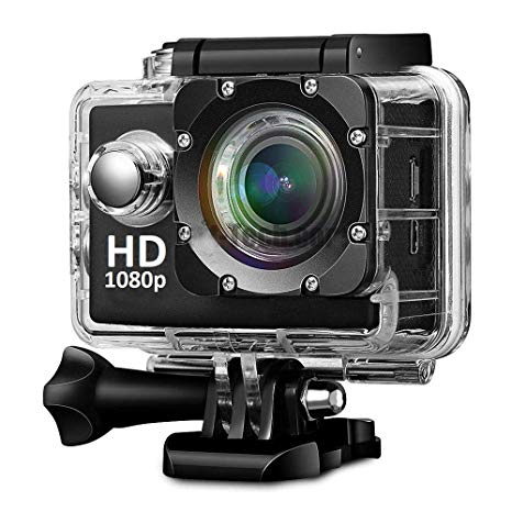 Frittle Sports Action Camera Video Camera Waterproof Digital Cam Car Dash Cam Full HD 1080P 12MP 25fps 30fps Helmet Mount Accessories Camera Kit 2 inch LCD Screen.