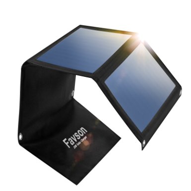 Favson® 25W Solar Charger Foldable Solar Panel 2-Port USB High efficiency SunPower for iPhone SE, 6s, 6 Plus, iPad Pro / Air / Mini, Galaxy S7, S6 Edge, S6 Plus Outdoors