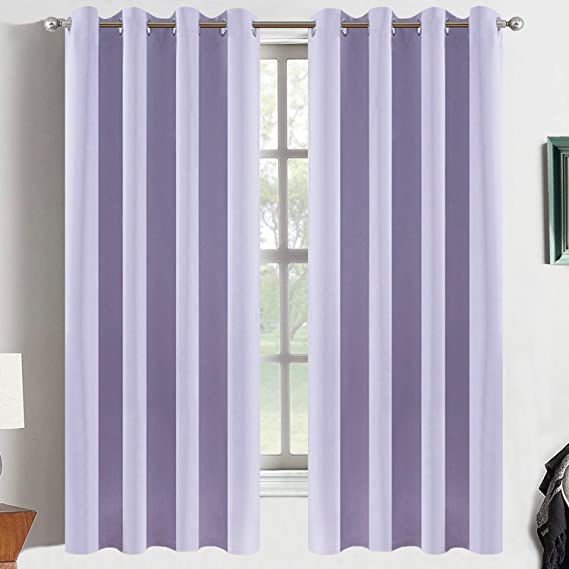 Yakamok Room Darkening Grommet Thermal Insulated Blackout Window Curtains with 2 Tie Backs Included 52" W x 63" L (Set of 2 Panels,Lilac)