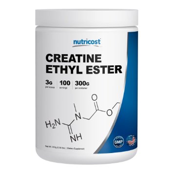 Nutricost Pure Creatine Ethyl Ester Powder CEE 300 Grams - Rapid Absorption Creatine - 3g Per Serving - 100 Serv