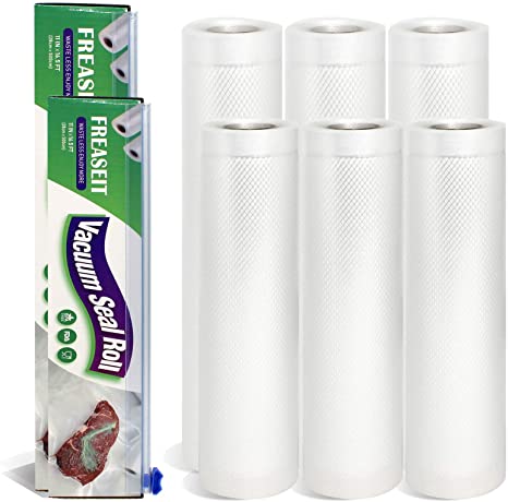 Vacuum Sealer Bag Rolls for Food, BPA Free Heavy Duty Plastic Sealer Vacuum Packing Bags for Food Saver (3 rolls 8"x16.5' and 3 rolls 11"x16.5')