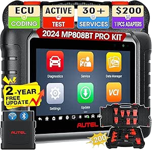 Autel MaxiPRO MP808BT Pro KIT, Mise à Jour de 2 Ans [700 €], 2024 même Codage ECU avancé Que MK906 PRO/MS906BT, Contrôle Bidirectionnel, 30  Services, Android 11.0, Mise à Niveau de MS906 MP808S