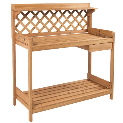 Best Choice Products® Potting Bench Outdoor Garden Work Bench Station Planting Solid Wood Construction