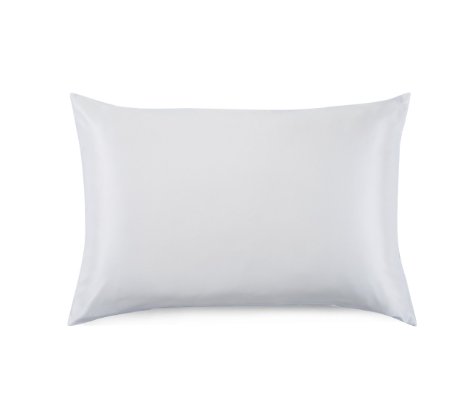 OROSE 19mm Luxury 100% Pure Mulberry Silk Pillowcase with Cotton Underside, good for hair, sleep and facial beauty, prevent wrinkle and allergy, with hidden zipper, gift wrap (King, White)