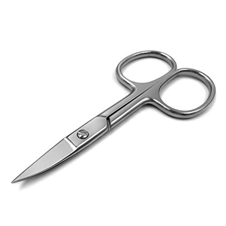 IVON Curved Blade Stainless Steel Small Scissors for Manicure, Nail, Cuticle Trimming, Eyebrow, Grooming, Mustache, Beard, Public Hair for Men & Women (Silver)