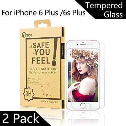 BTGGG iPhone 6S Plus Screen Protector, Tempered Glass Screen Protector for iPhone 6 Plus / 6S Plus [Anti-fingerprint HD Easy