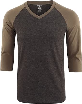 Men's Casual 3/4 Sleeve V Neck Active Sports Running Hiking Baseball Jersey Tee Shirts