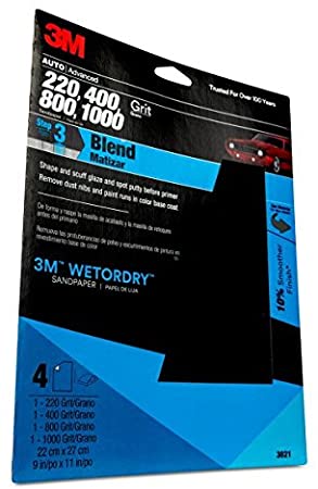 3M 03021 Wetordry 9" x 11" Sandpaper Sheet with Assorted Grit Sizes