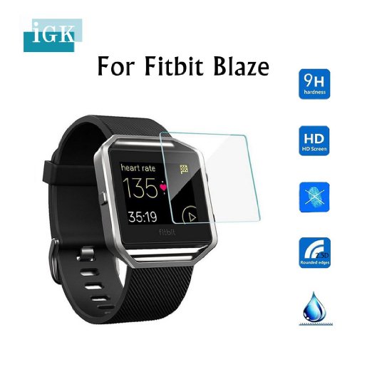 Screen Protector for Fitbit Blaze Smart Watch,Tempered Glass, 2.5D Round Egde, HD Ultra Clear Film, 3-PACK