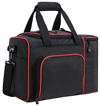 MIER Large Adult Lunch Bag for Men Women Insulated Soft Cooler for Picnic, Kayak, Beach, Grocery, Work, Travel, 2 Decks Cooler, Black/Red