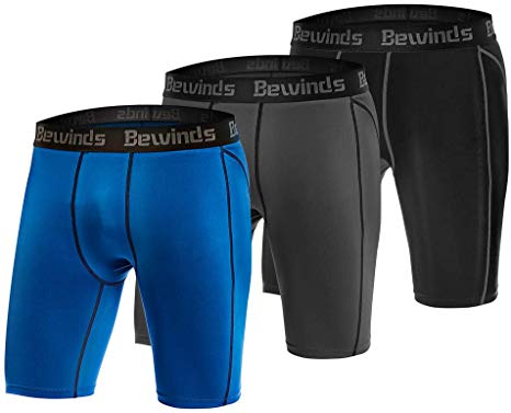 Bewinds Men's Compression Shorts 3 Pack Athletic Underwear for Workout,Running,Training,Football
