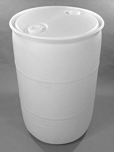 55 Gallon White Plastic Barrel - Perfect for Water or Liquids.