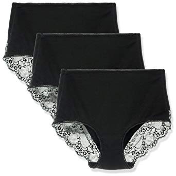 LIQQY Women's 3 Pack Comfort Cotton Lace Coverage Full Rise Briefs Underwear