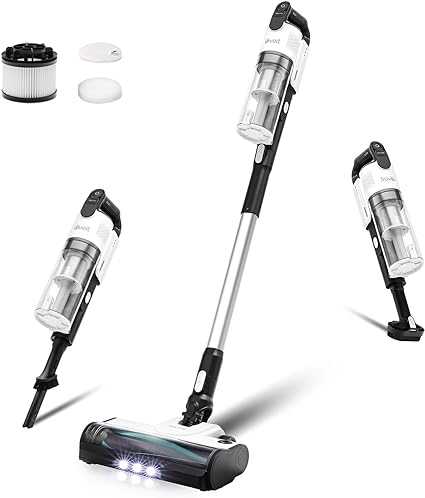 Levoit Cordless Vacuum Cleaner, Stick Vac with Powerful Suction, Tangle-Resistant Design, Up to 50 Minutes, Rechargeable, Lightweight and Versatile, Deep Clean Carpet, Hard Floor, Pet Hair, LVAC-200